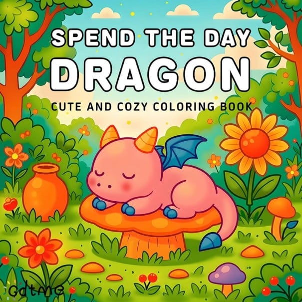 Omalovánky cu motive de dragoni ilustrații drăguțe 20 x 20 cm 24 pagini unidirecționale desen pe hârtie pentru copii și adulți