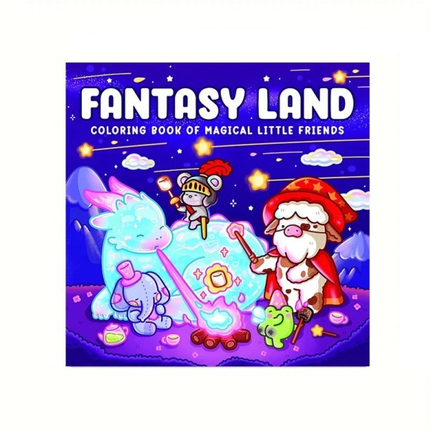 Omalovánky Fantasy Land roztomilé pohádkové motivy 20 x 20 cm 28 jednostranných stran jednoduché kreslení pro děti i dospělé 1