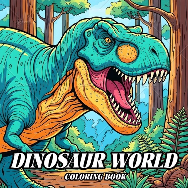 Omalovánky s motivem dinosaurů detailní ilustrace 20 x 20 cm 24 jednostranných stran papírové vybarvování pro děti i dospělé 1