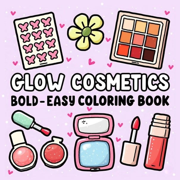 Omalovánky s motivem kosmetiky jednoduché vzory na vybarvení 20 x 20 cm papírové listy volnočasová aktivita pro děti i dospělé 1