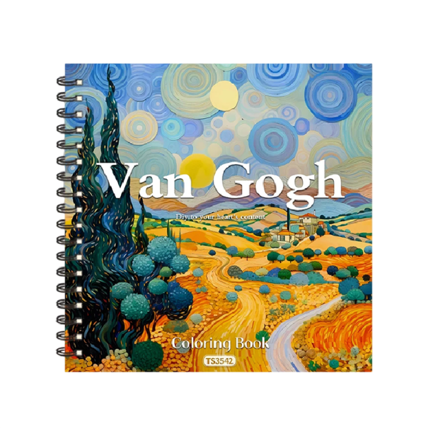 Omalovánky Van Gogh detailné ilustrácie 30 listov 21 × 21 cm spirálová väzba viacfarebné kresby pre deti aj dospelých relaxačné tvorenie 1