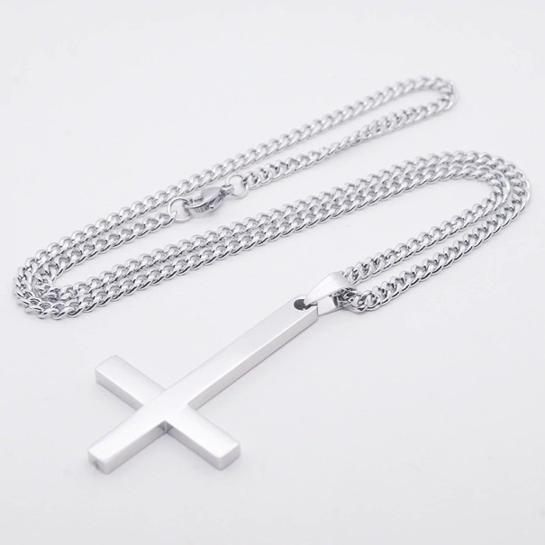 Omgekeerde kruisketting voor heren zilver