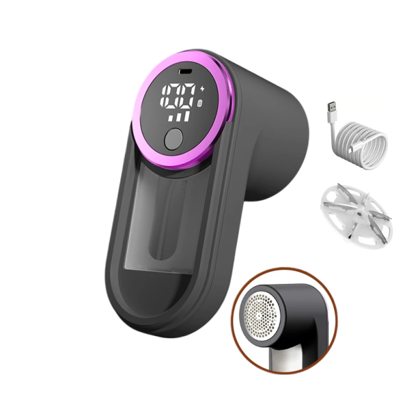 Oneka Scoatere electrică de scame cu afișaj 6 lame Încărcare USB 14,5x6x7,5 cm Dispozitiv de îndepărtare a scamelor pentru haine Pulovere Textile gri inchis