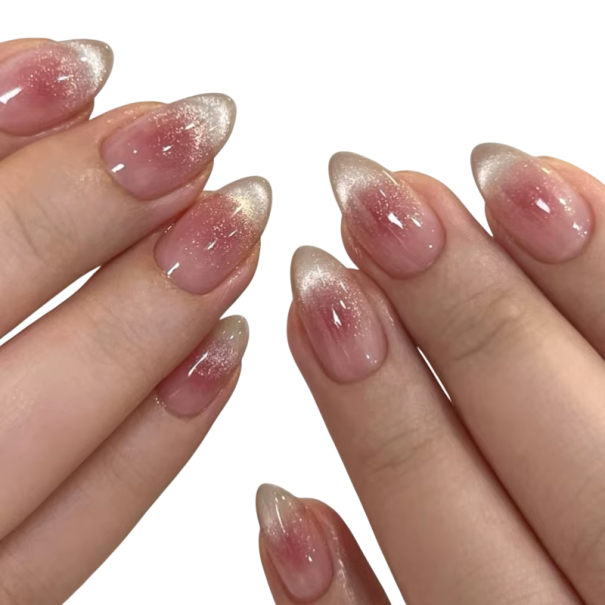 Ongles 3D de taille moyenne en forme d'amande 24 pcs Pointes en acrylique métalliques autocollantes Surface lisse pour manucure à domicile et utilisation cosmétique 1