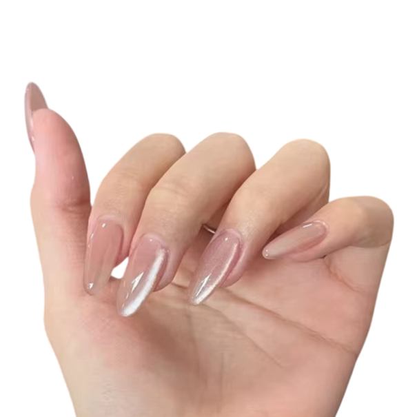 Ongles acryliques premium en forme d'amande Taille moyenne 24 pièces Conseils de manucure métalliques 3D autocollants pour usage domestique 1