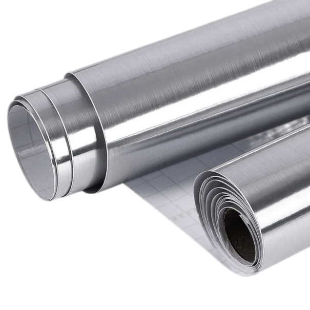 Öntapadós PVC tapéta 40 x 10 m Ezüst fólia rozsdamentes acél hatású Konyhai burkolat Vízálló mosható dekoráció 1