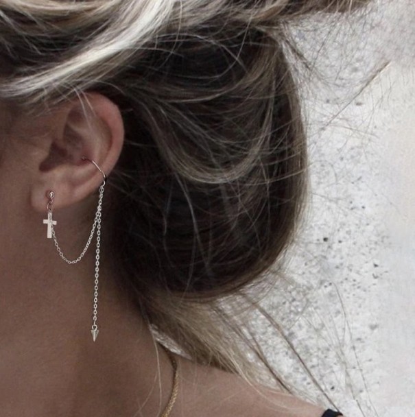 Oorbellen met ketting voor dames 2