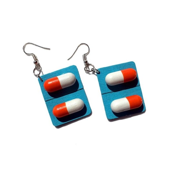 Oorbellen met medicijnhanger voor vrouwen blauw 2