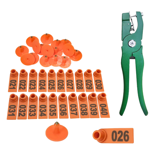 Oormerken voor vee en spijkerpistolen Oormerken 100 stuks 001 - 100 oranje
