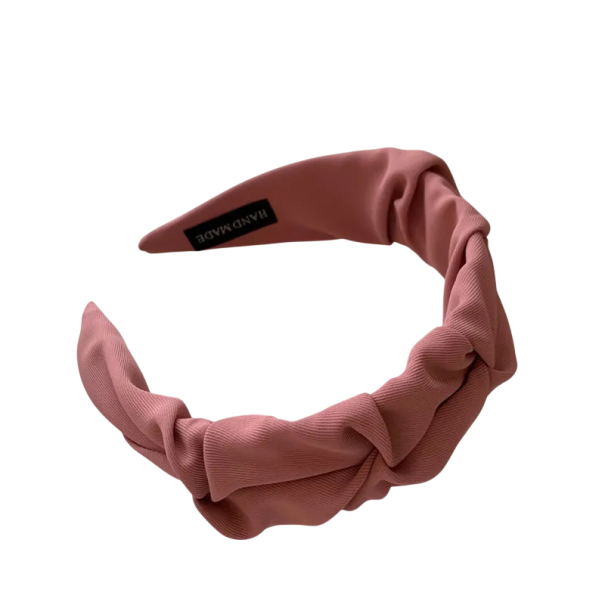 Opaska z materiałowym pokryciem 14 x 5 cm Uniwersalny rozmiar Materiałowa opaska do włosów Elegancki damski modny dodatek do włosów różowy