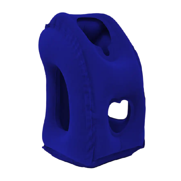 Opblaasbaar reiskussen 30 x 35 x 55 cm Gemaakt van PVC Ergonomisch kussen voor vliegtuigen Auto&#39;s en treinen Nek- en rugondersteuning Opvouwbaar ontwerp blauw