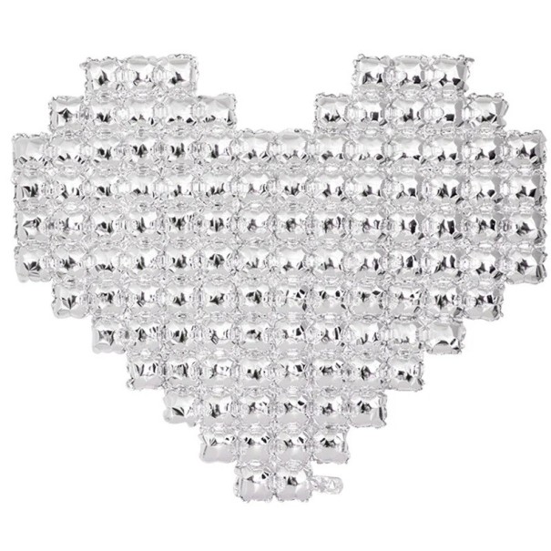 Opblaasbare ballonhart, grote Valentijnsdagdecoratie, romantische decoratie, ballonornament voor feest, bruiloft, feestcadeau, 137x118 cm zilver