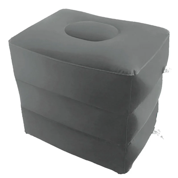 Opblaasbare kindervoetsteun van PVC voor in het vliegtuig 30x38x40 cm Verstelbare hoogte 3 delen Reisvoetsteun Comfort op lange vluchten donkergrijs
