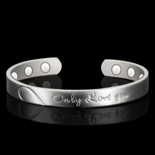 Open Bracelet with Inscription silver