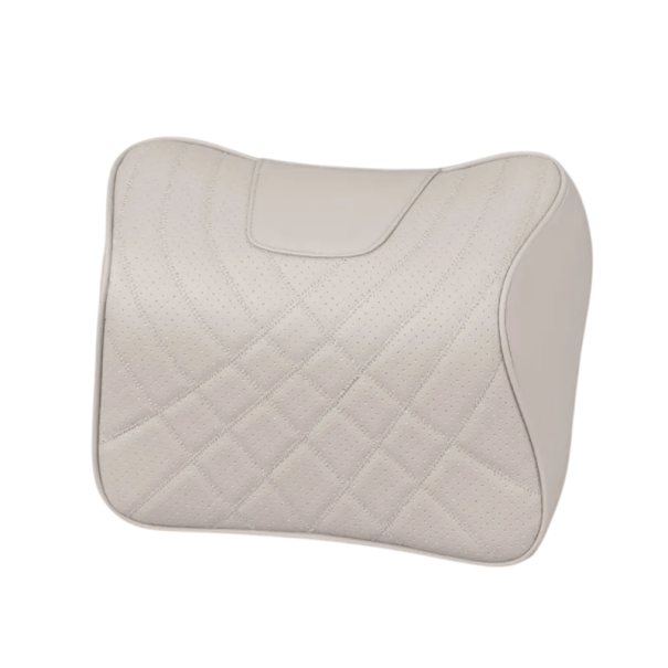 Opěrka hlavy do auta z paměťové pěny a umělé kůže 24 x 21 x 14 cm Ergonomická podpora krku Polštářek pro pohodlné cestování béžova