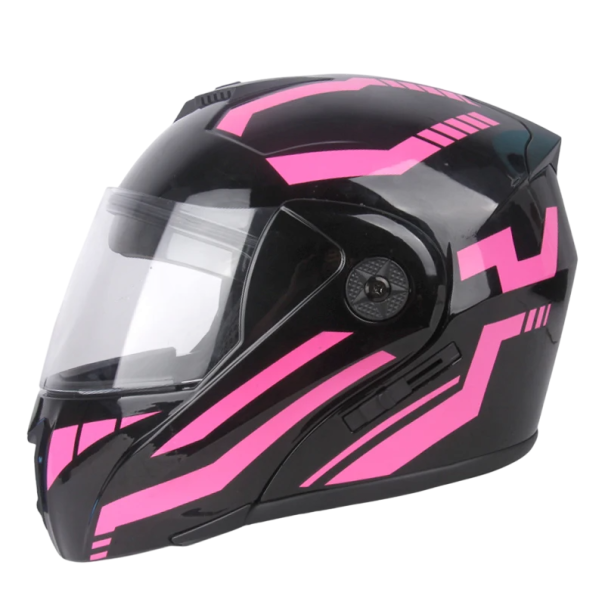 Opklapbare motorhelm met dubbel vizier en opklapbaar kinstuk ABS-materiaal Integraalhelm voor weg- en toermotoren roze M (57-58 cm)