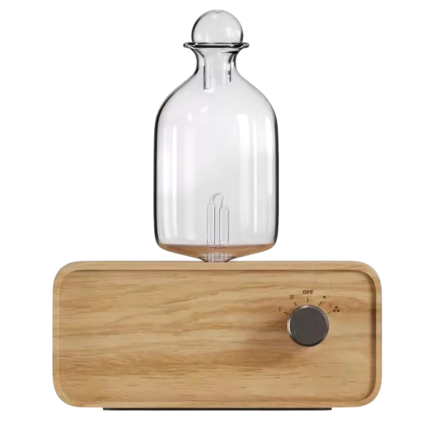 Oplaadbare aroma diffuser 2600 mAh 120 uur werking Waterloze nebulisatie Elektrische diffuser voor essentiële oliën Hout en glas USB-C 1