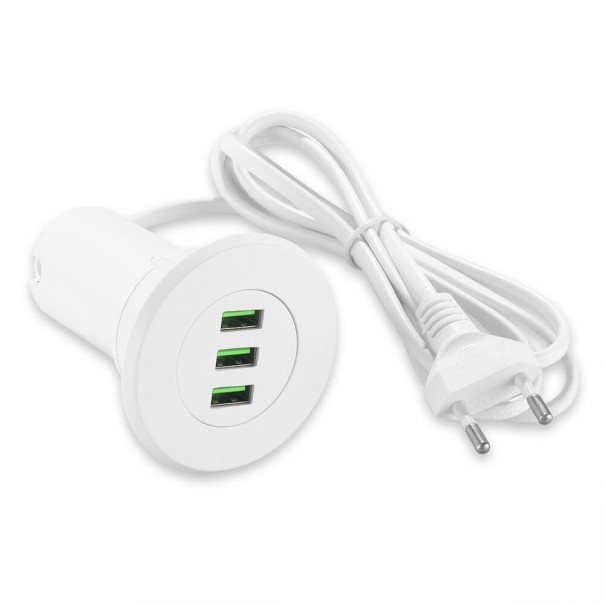 Oplader 3 USB-porte K749 hvid
