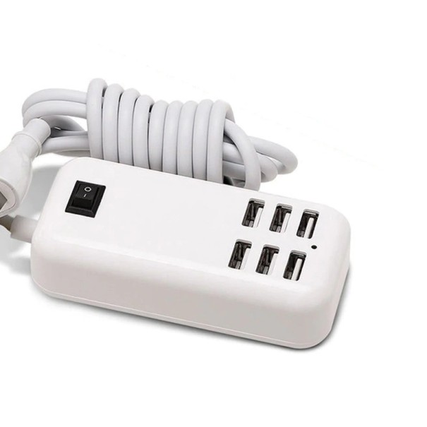 Oplader med fleksibelt kabel 6 USB-porte 1