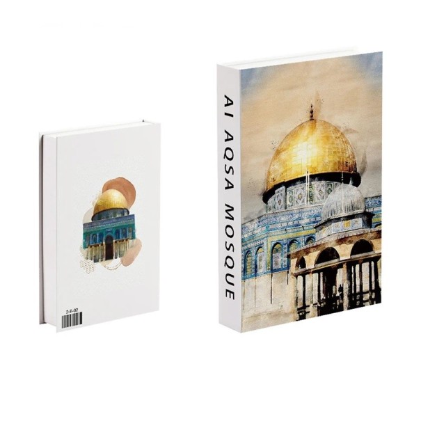 Öppningsbar falsk bok Al Aqsa-moskén Dekorativ förvaringslåda Hemlig låda för pengar och värdesaker Design moské 1