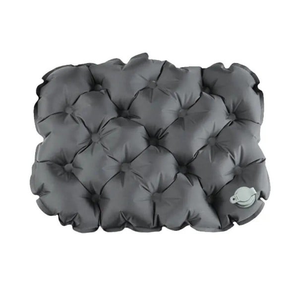 Oppustelig pude 40 × 30 × 5 cm nylon TPU 40D ultralet ca. 80 g vandafvisende til camping vandreture rejser grå