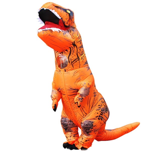Oppusteligt T-Rex-kostume til børn orange
