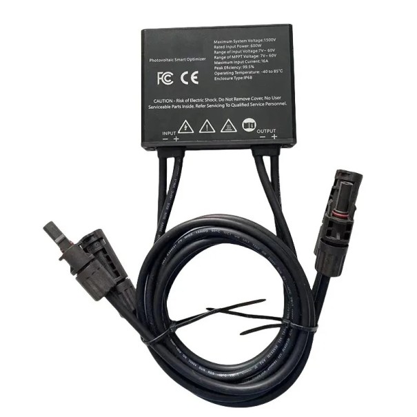 Optimeringsenhed til solpaneler 600 W Sæt 5 stk MPPT 7-60 V 103 x 21,3 x 105,3 mm IP68 beskyttelse og MC4 stik Sort Til fotovoltaik 1