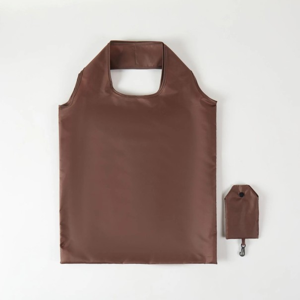 Opvouwbare boodschappentas 38 x 58 cm Kleurrijke polyester tas Herbruikbare tas met karabijnhaak Compacte tas bruin
