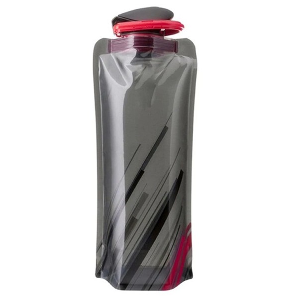 Opvouwbare flexibele waterfles met karabijnhaak, plastic reisfles, herbruikbare zachte fles in etui, hydratatie voor buiten zwart