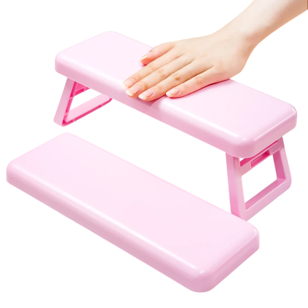 Opvouwbare handsteun 10,4 x 28 x 9,7 cm Handsteun voor de tafel voor manicure Nagelmodellering Draagbaar lichtgewicht roze