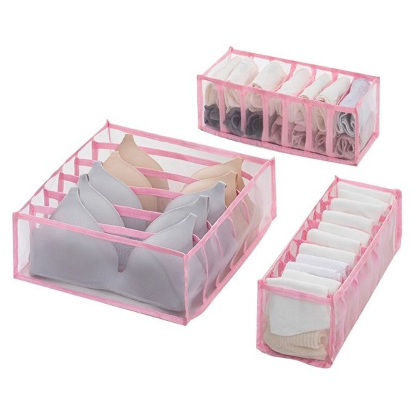 Opvouwbare ondergoed organizer 3 stuks roze
