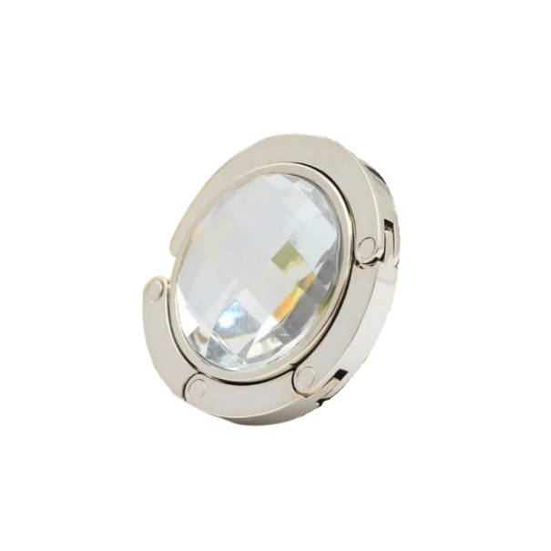 Opvouwbare tafeltashaak 4,5 cm strass haak elegante handtashouder draagbare koffieshop tafelhanger wit