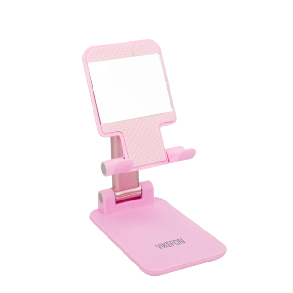 Opvouwbare, verstelbare mobiele telefoonhouder, desktopstandaard voor smartphones, compact ontwerp, houder voor typen en videogesprekken roze