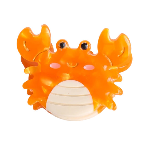 Orange krab mini hårklips 3 x 3,7 cm Sødt dekorativt hårspænde Lille sommer tilbehør til frisurer for børn og kvinder 1