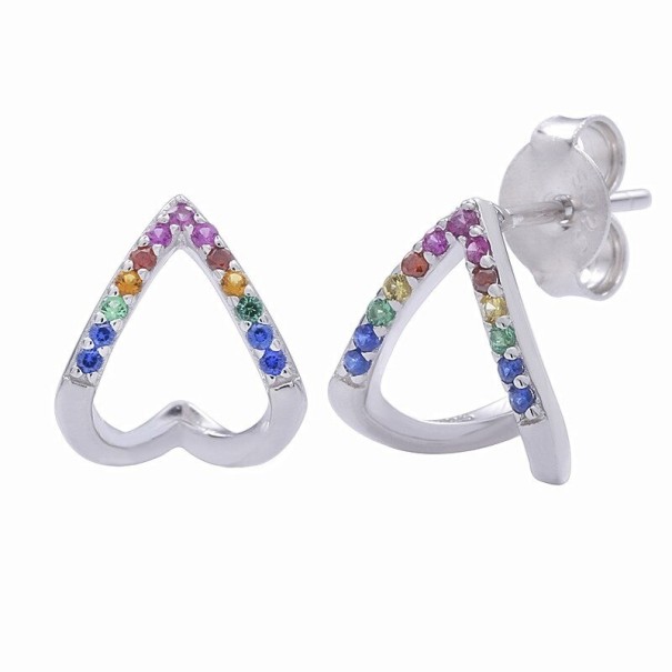 Orecchini a bottone a forma di cuore argento