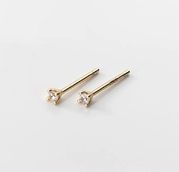 Orecchini a bottone da donna con zirconia G847 oro