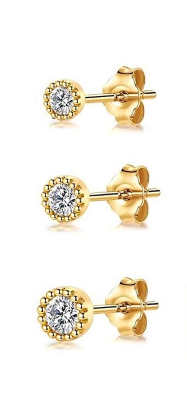 Orecchini a bottone da donna G288 oro 4