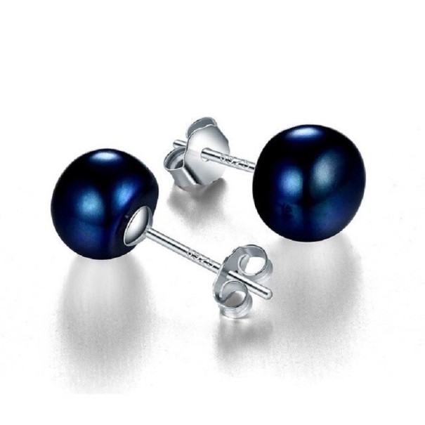 Orecchini a bottone da donna G584 blu scuro