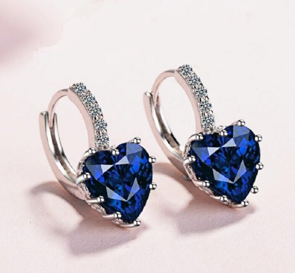 Orecchini a cerchio da donna a forma di cuore G520 blu scuro