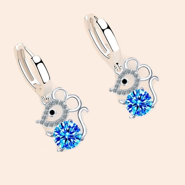 Orecchini a cerchio da donna con topo blu