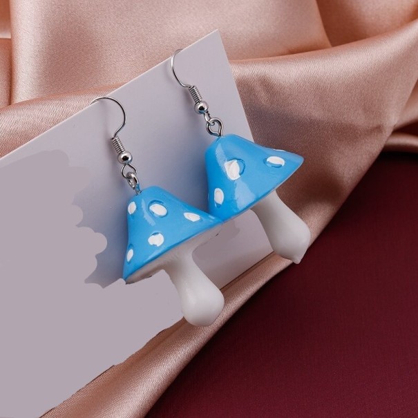 Orecchini a pendente da donna a forma di fungo blu