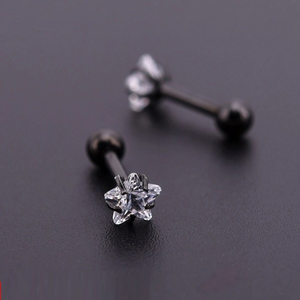 Orecchini a perno da donna con zirconia G1335 nero 4 mm