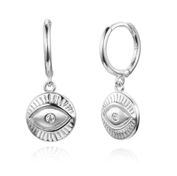 Orecchini circolari da donna con pendente R35 argento 2