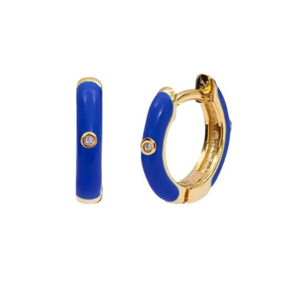 Orecchini da donna a cerchio con zirconia blu scuro