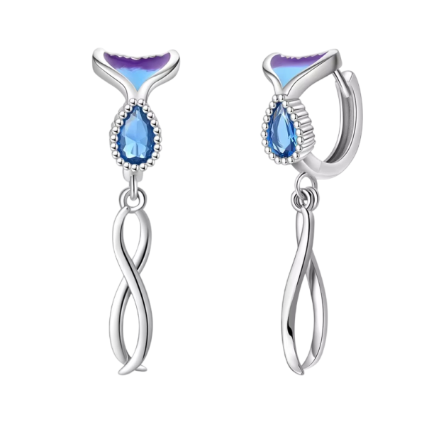 Orecchini marini in argento sterling 925 per donne Gioielli di moda regali di compleanno con motivo della coda di sirena che simboleggia il passaggio 1