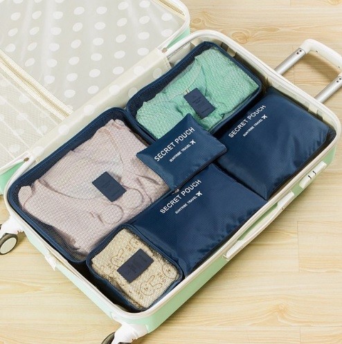 Organisateurs de voyage colorés pour valise - 6 pcs bleu foncé