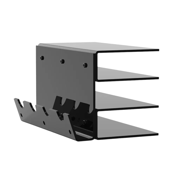 Organisatör för tangentbord och mus tre nivåer stativ 178 x 267 x 155 mm med förvaringsutrymme, akryl, lätt svart