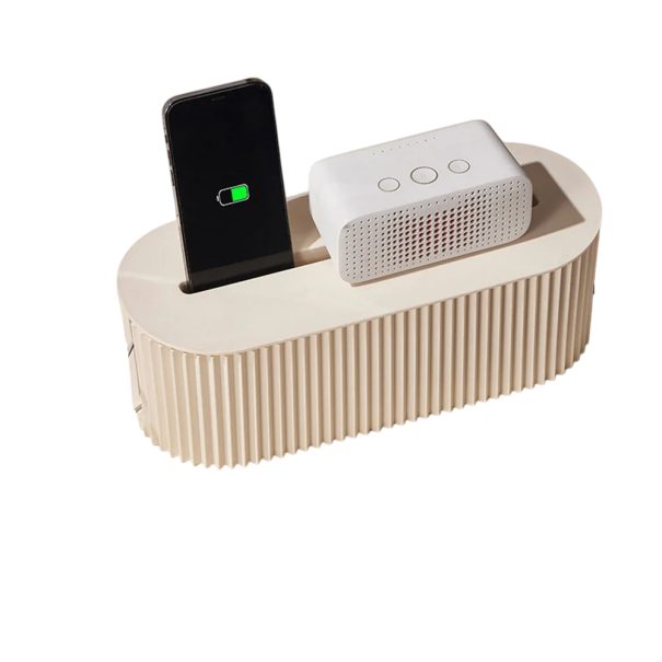 Organizador de cables con tapa para mesa para almacenamiento de extensiones y cargadores tamaño 33x13x11 cm beige