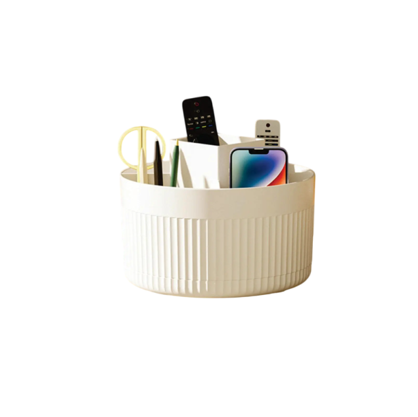 Organizador de cosméticos multifuncional de plástico giratorio de 360° para bolígrafos y pinceles, tocador, caja de almacenamiento para baño blanco