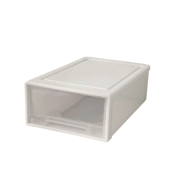 Organizador de escritorio retráctil para suministros de oficina 18x27x10 cm caja plástica transparente con cajón para documentos y útiles de escritura 1